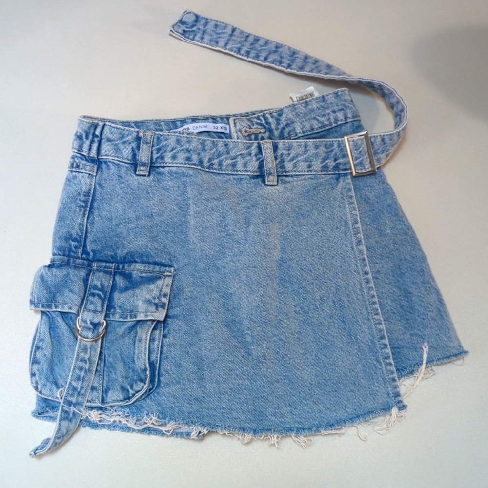 Denim Skorts with belt
